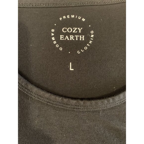 Cozy Earth T-Shirt Large Black Bamboo Pocket Crewneck Short Sleeve Soft Tee - Picture 2 of 7